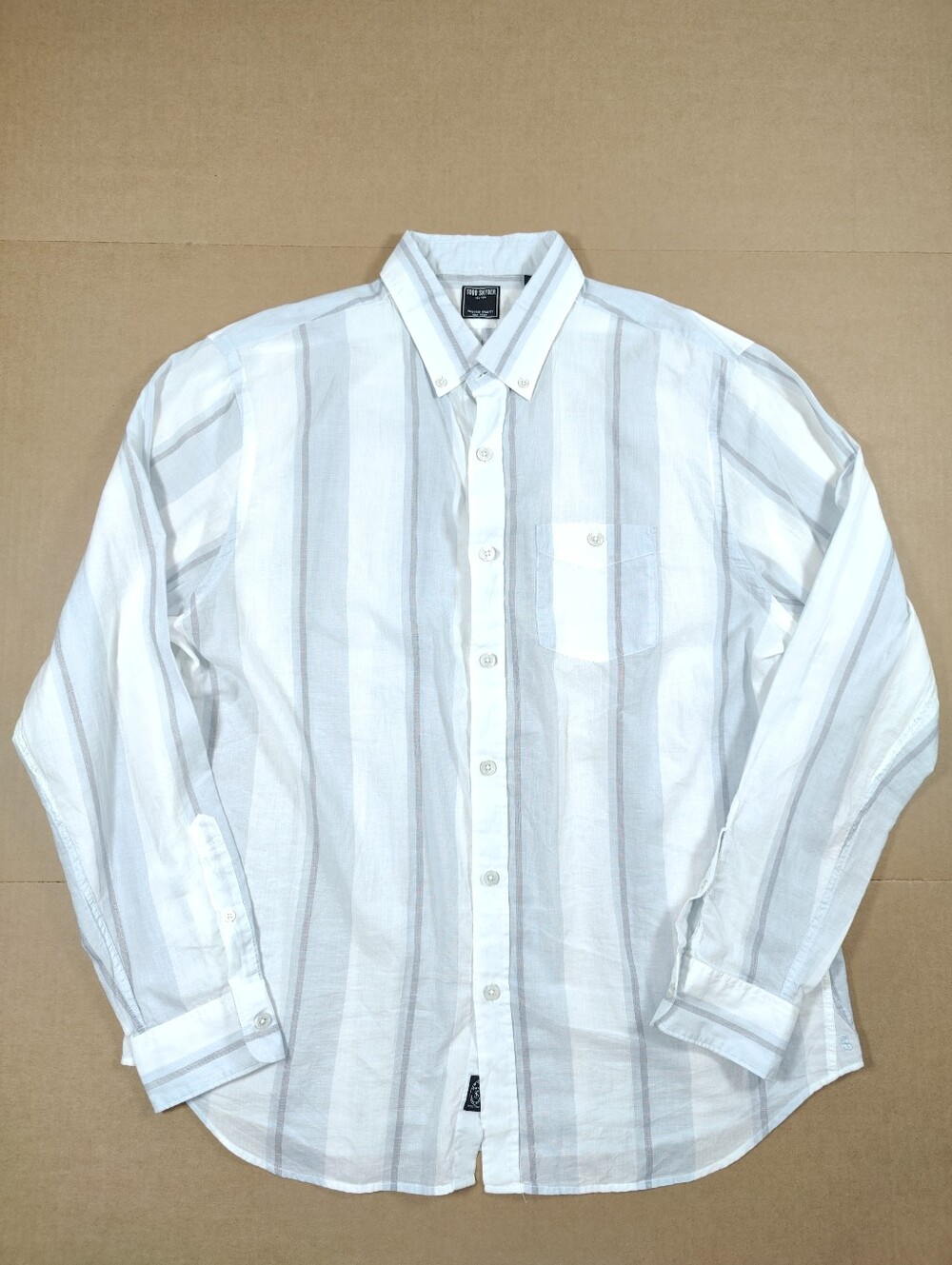 TODD SNYDER 100% Cotton White Light Blue Lightweight Button Down Shirt Size XL